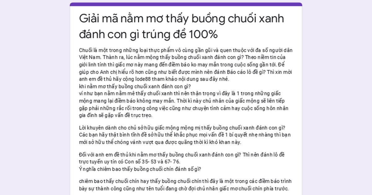 Giải Mã Giấc Mơ Thấy Buồng Chuối Chín và Con Số May Mắn