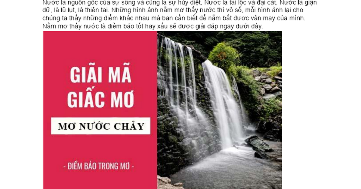 Dòng suối chảy xiết giấc mơ